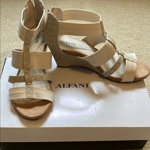 Alfani Women's Cream Wedge Sandals